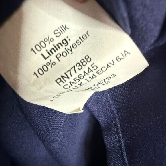 MADEWELL Silk Cinema Dress Women 2 Blue Lined Pockets Collard‎ Preppy Office - Picture 4 of 9